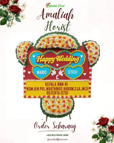 Karangan Papan Bunga Pernikahan di Pidpid